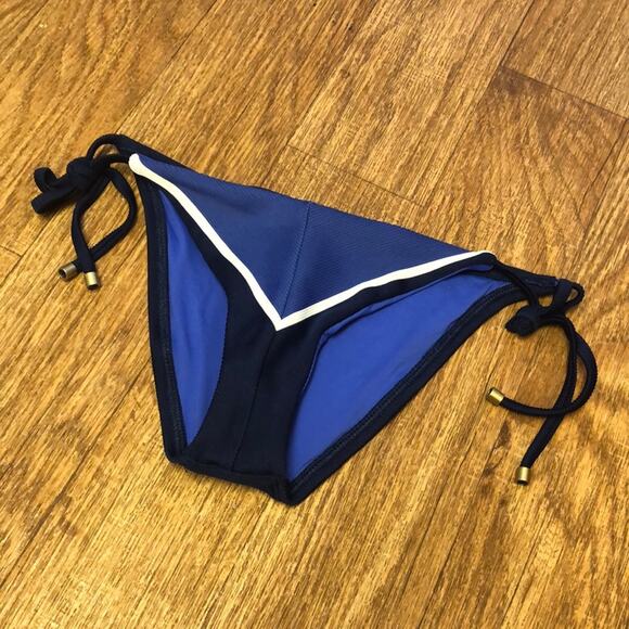Vitamin A Natalie Miter Blue Stripe Side Tie Swim Bikini Bottom Size Small / 6 - Picture 5 of 9
